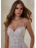 Beaded Lace Tulle Bohemian Wedding Dress With Detachable Sleeves Straps